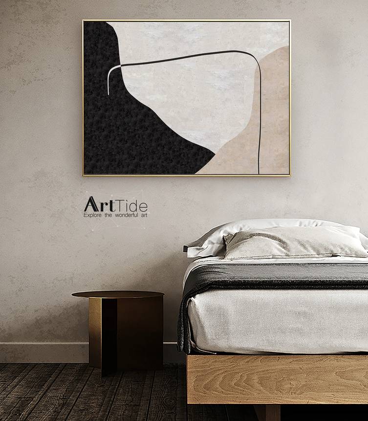 Room Handmade Original Painting Beige White Abstract Canvas Artwork T16VX